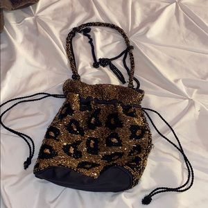 Zara leopard sequin bucket bag